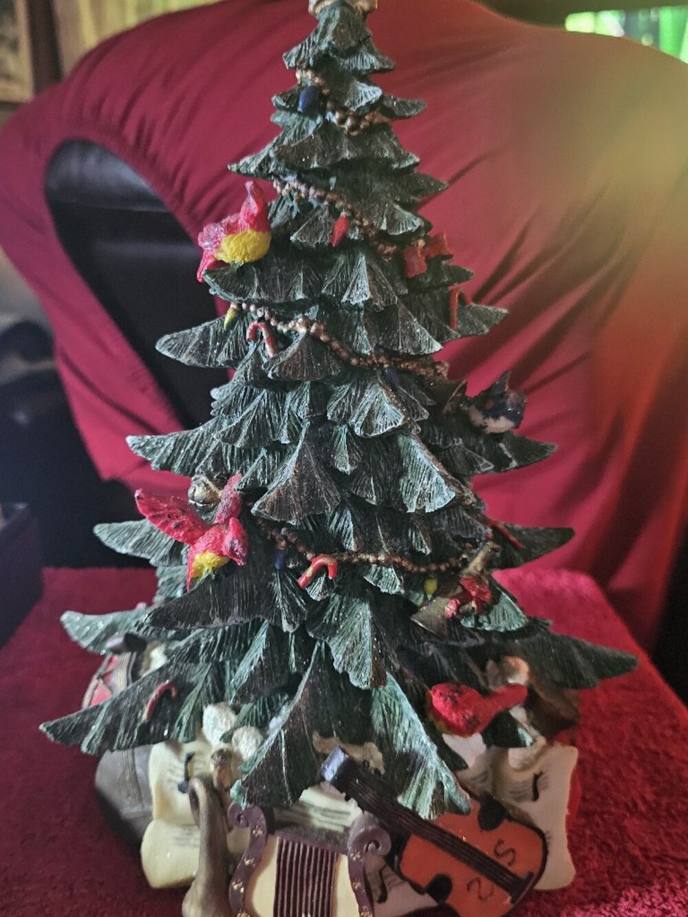 Rare Frosted Christmas Tree Musical Instruments Books Birds Gifts 12.5"
